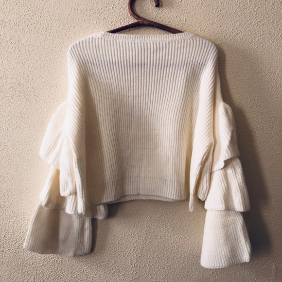 NWT Anthropologie Farm Rio Ruffle Sleeve Sweater - Picture 2 of 2